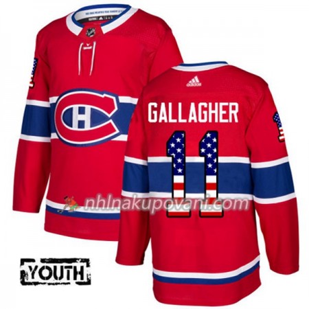 Montreal Canadiens Dresy Brendan Gallagher 11 2017-2018 USA Flag Fashion Černá Adidas Authentic - Dětské
